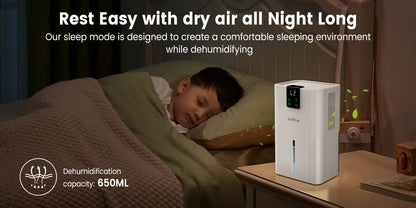 LOEFME Silent Dehumidifier 2.8L Large Air Dehumidifier 650ml/Day with Touch Display LED Light for Home Bedroom Office Basement.