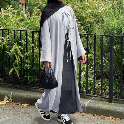 Ramadan Eid Muslim Women Modest Arab Open Abaya Long Dress Jalabiya Lace Up Cardigan Robe Morocco Dubai Abayas Kaftan Vestidos.