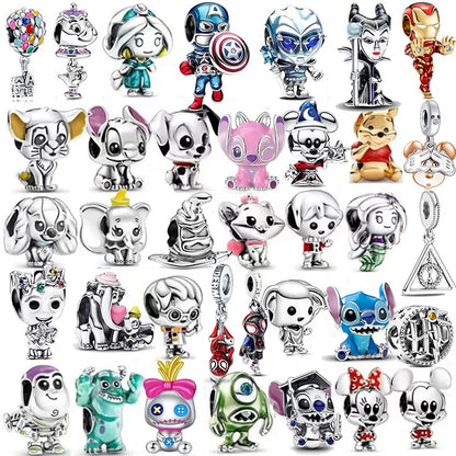 New fashion 100% S925 sterling silver Disney All-Star pendant beads, suitable for the original Pandora bracelet, women's fashion.