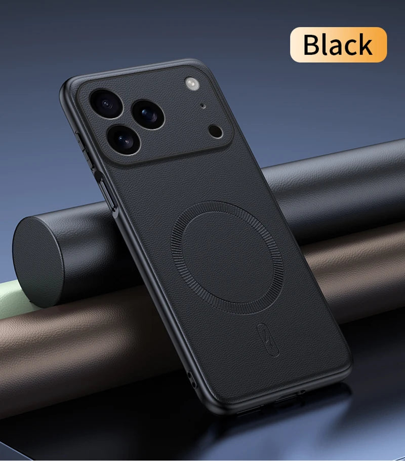 For Iphone 17 Pro Case Magnetic Leather Shield Cover For Iphone 17 Pro Anti-Fingerprint Non-Slip PC+TPU.