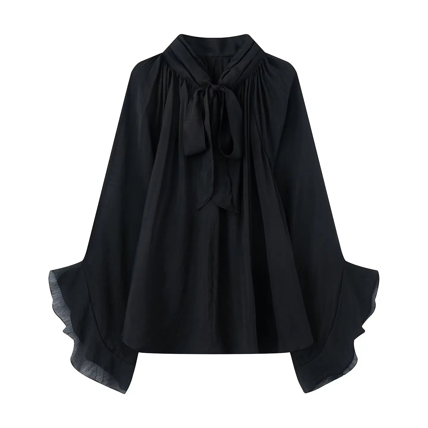 NLZGMSJ Bow DecorationLoose Long Sleeved Blouses For Women New Fashion Ruffle Edge Shirts and Blouses Woman Top.