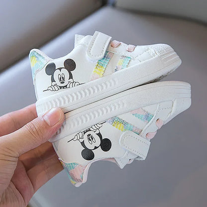 Disney White Casual Shoes For Baby Boy Girl Brand Children Sneaker Mickey Mouse Kids Sports Shoes Toddler Walking Shoes Size 25.