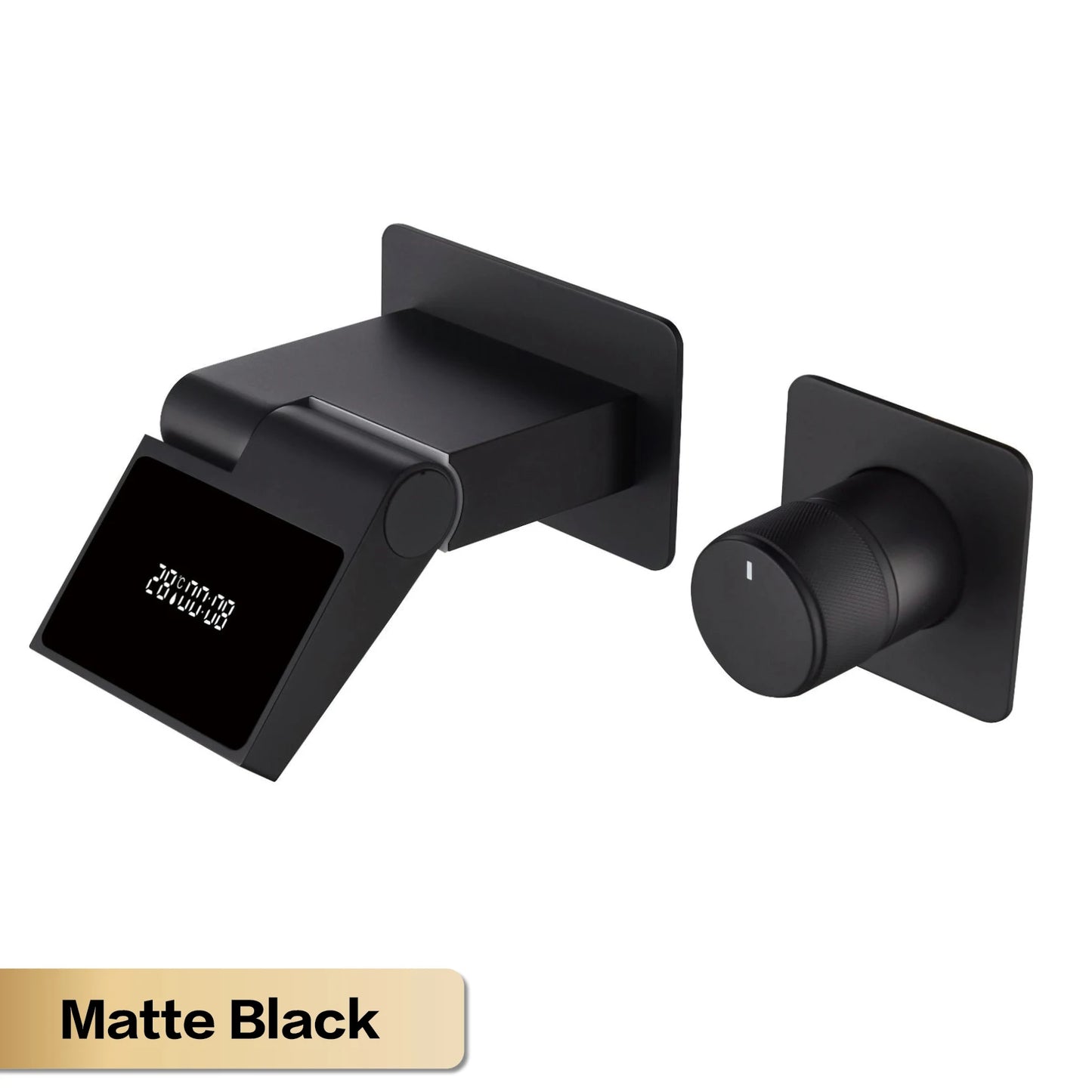 Luxury gun gray brass wall mounted bathroom faucet with LED digital display Single handle hot & cold water embedded bathroom Tap