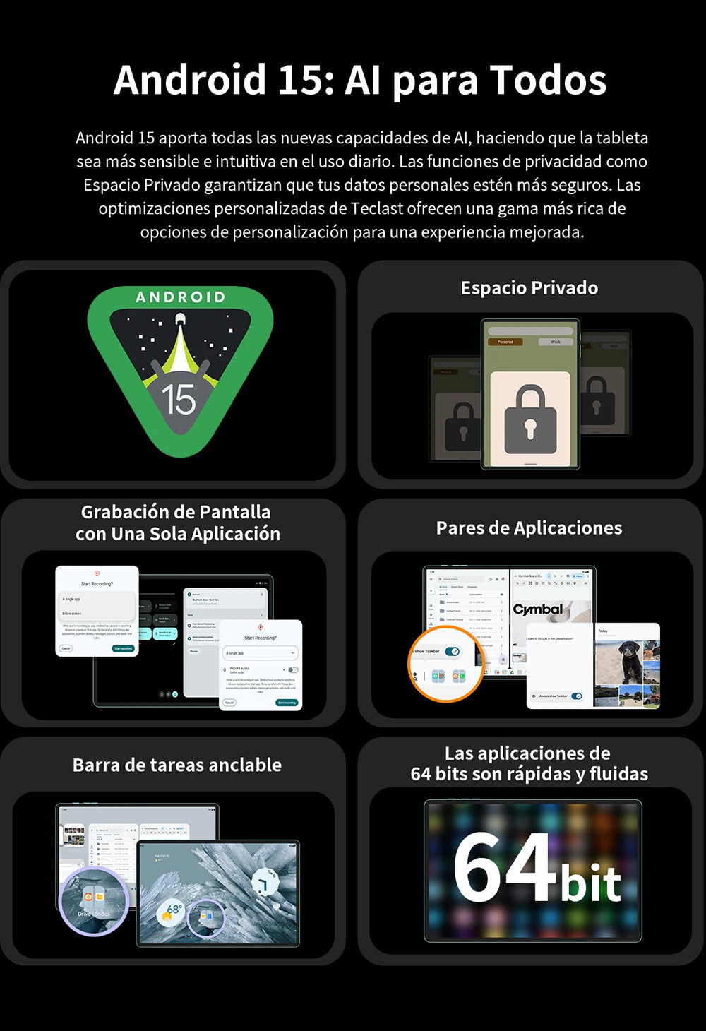 Teclast T65 13.4 inch Android 15 Tablet 1920x1200 120Hz T7280 8-Core Max 20GB RAM(8GB+12GB Expansion) 128GB ROM 4G LTE 8000mAh