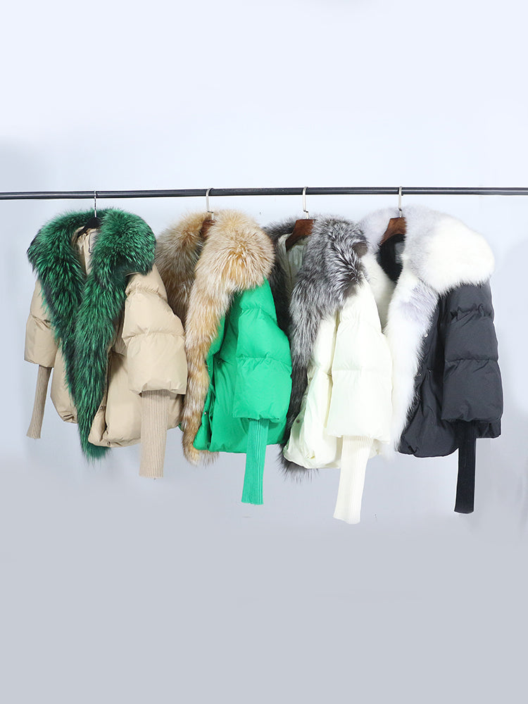 Lose Natürliche Echt Fox Pelz Kragen Mantel Dicke Neue Europäische Mode Weiße Ente Unten Jacke Winter Frauen Warme Luxus Oberbekleidung