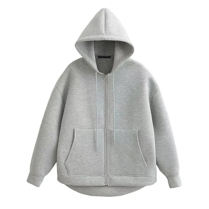 2024 Winter Neue frauen Zipper Hoodie High Street Unisex stil Doppel Taschen Oversize Lose Sweatshirts Oberbekleidung Top CYXX 073