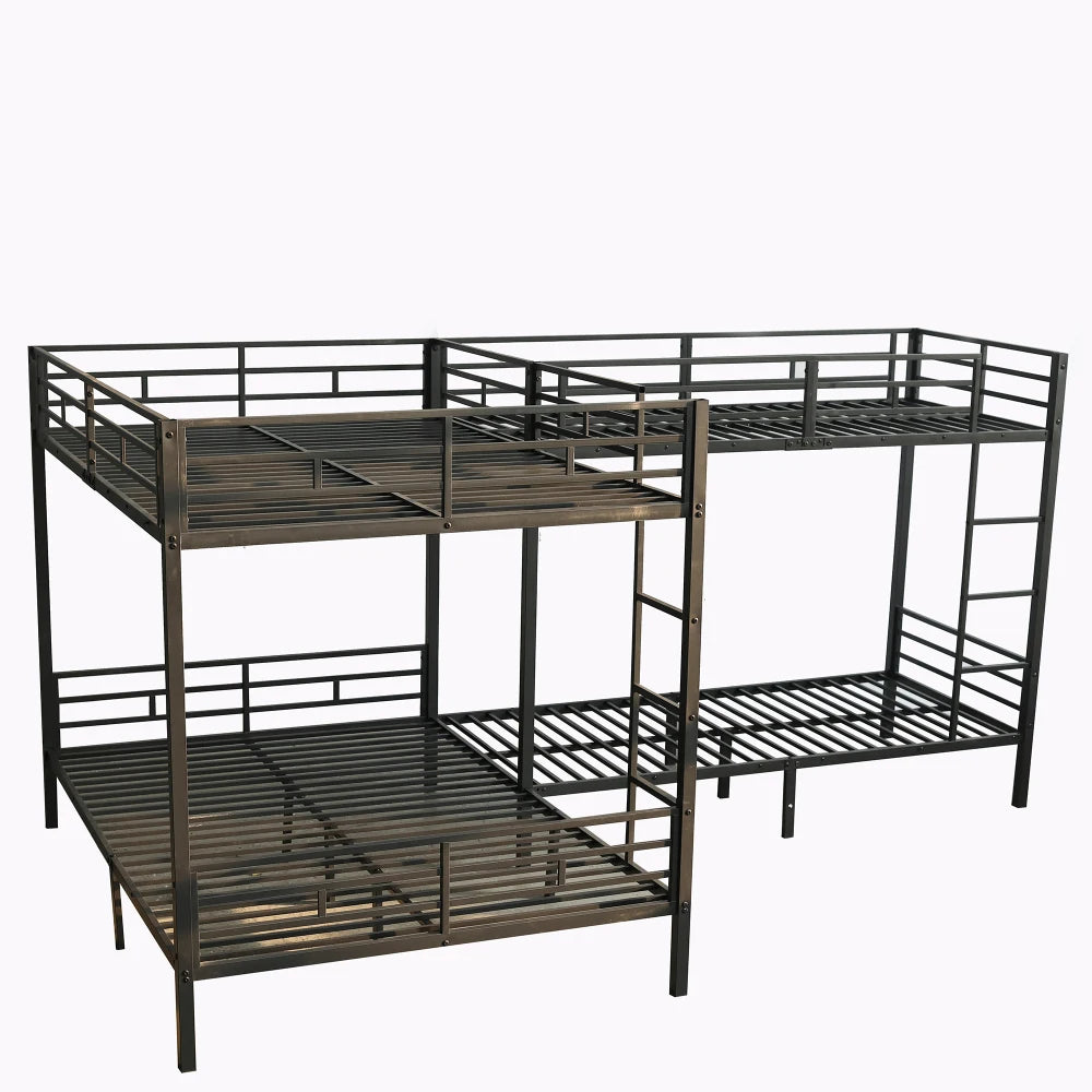 Eisenbett, Etagenbett, dreistufige Leiter, stabiles Gitter, Mehrbettkonfiguration, Betten in verschiedenen Größen, 90 x 200 cm und 140 x 200 cm