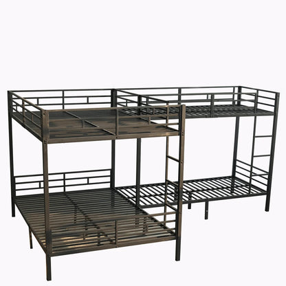 Eisenbett, Etagenbett, dreistufige Leiter, stabiles Gitter, Mehrbettkonfiguration, Betten in verschiedenen Größen, 90 x 200 cm und 140 x 200 cm