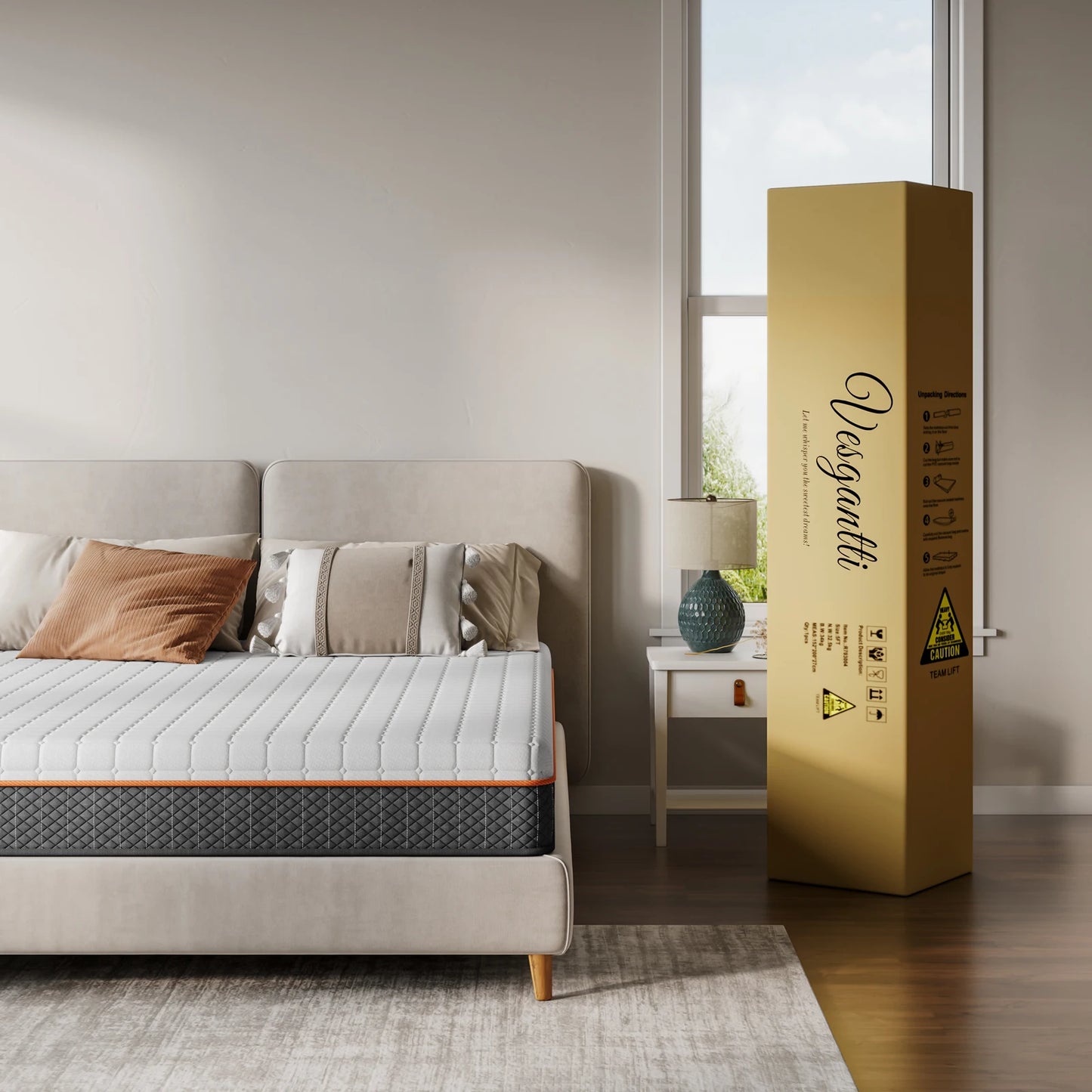 Vesgantti Schaumstoffmatratze, weiß, 16/18/26 cm Dicke, Gel-Memory-Schaum-Matratze, Zoned Support hält Sie gut ausgerichtet