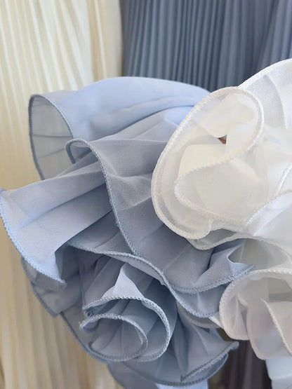 Women's Summer Elegant Pleated Elastic Waist Chiffon Long Skirt Lady High Waist A Line Streetwear Solid Color Skirt.