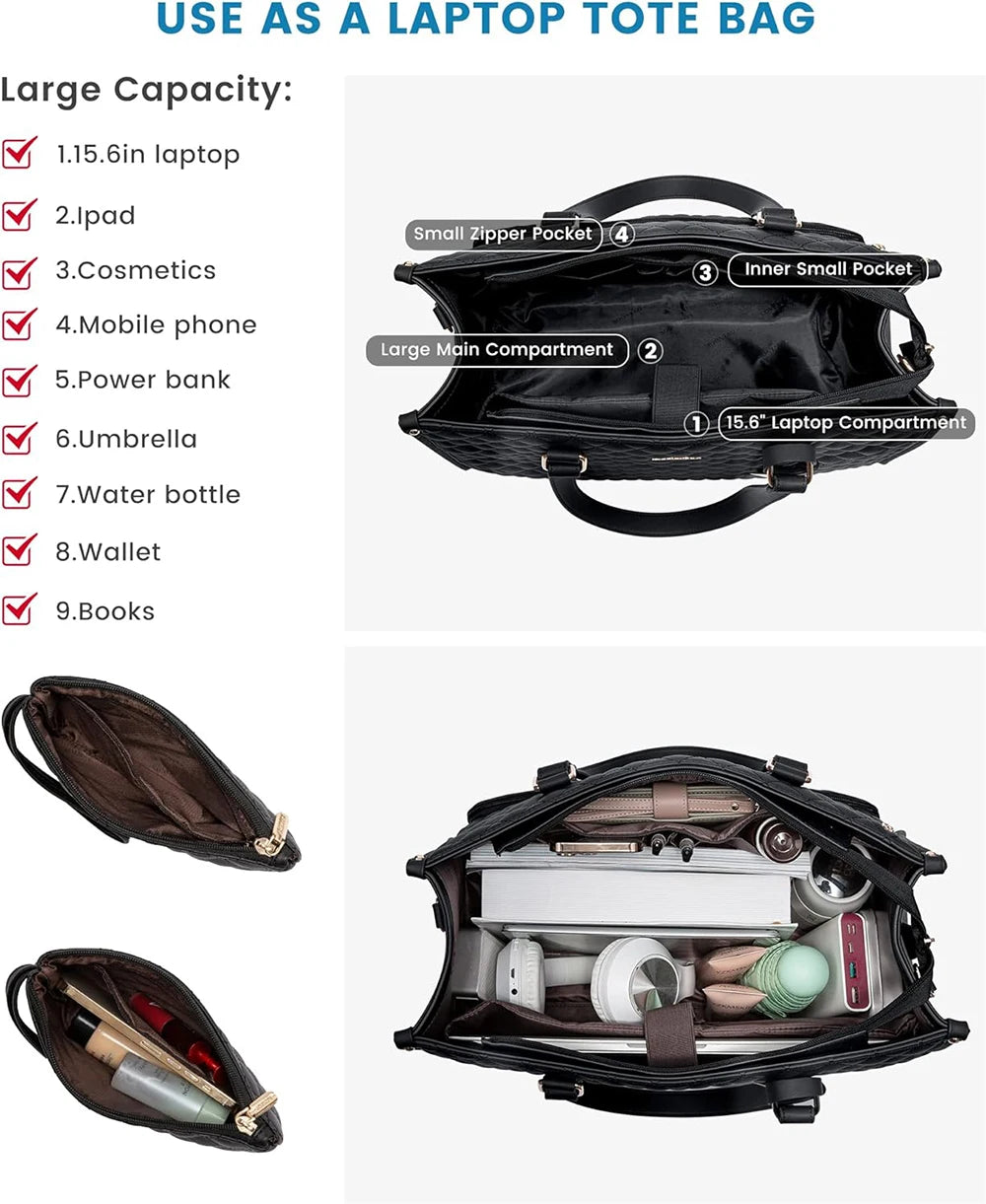 2-in-1-Lunch-Tragetasche für Damen, Schulter-Laptoptasche, großes Fassungsvermögen, mit isoliertem Fach, multifunktionale Picknicktasche für den Außenbereich.