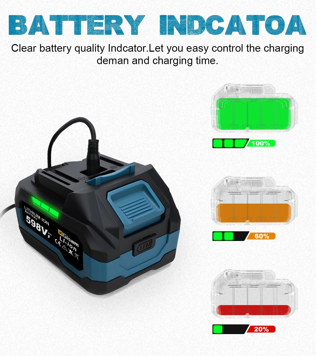 GΣ 4,0 Ah 4,5 Ah wiederaufladbarer Lithium-Ionen-Akku für Akku-Schleif-/Bürstenlosen Schraubenschlüssel/Schraubendreher für 18-V-Akkus von Makita