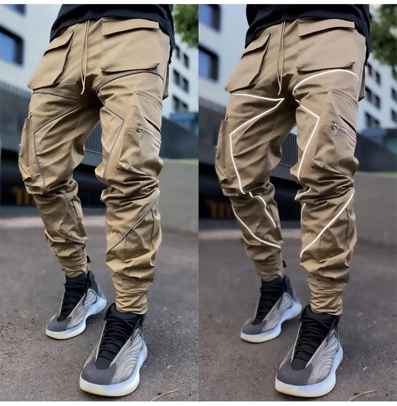 Men's Reflective Cargo Pants 2025 New Hip Hop Casual Joggers Trousers Multi-Pocket Men Sweatpants Streetwear Sports Pant M-3XL.