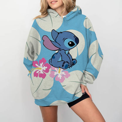 Disney Stitch Print Cartoon Kapuzenpullover Jacke Kleidung Hoodie Oversize Design Gefühl locker und bequem.