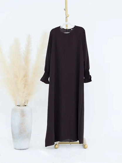 Eid Jersey Solid Modest Under Abaya Dubai 2024 Palestine Women Islamic Clothing Muslim Kaftan Inner Dresses Robe Femme Musulmane