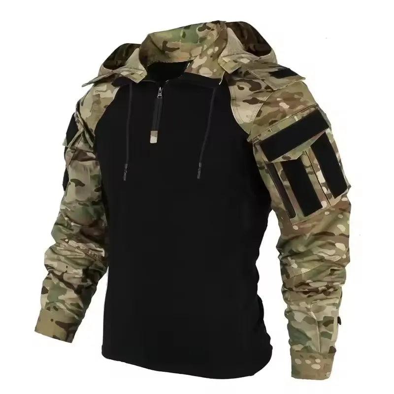 Outdoor Uniform Tactical Suits Wear Resistant T-Shirt Hood Pants Men Clothes Combat Shirts Airsoft Paintball Hunting Clothing.