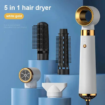 Hair Dryer 5-In-1 Electric Hair Comb Negative Ion Straight Curler Brush Blow Dryer Air Comb Removable Brush Kit Tool