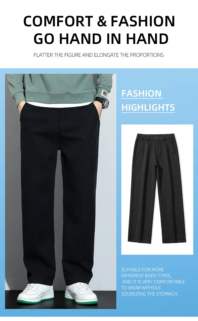 Mens Lyocell Straight Loose Elastic Waist Jeans 2025 Autumn Winter Fashion Brand Comfortable Versatile Pants Plus Size 5XL.