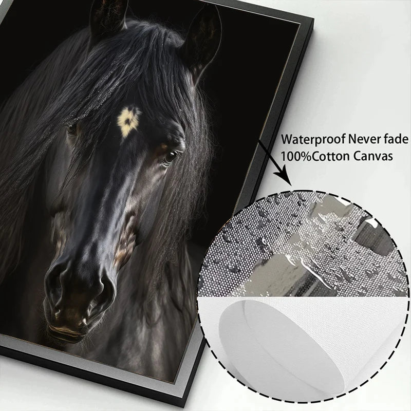 Black and White Wild Horses Canvas Paintings on The Wall Art Posters Prints Wall Picture Modern Animals Art Room Home Decor.