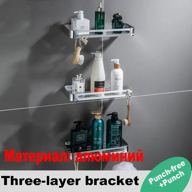 1/2/3 Schichten Eckduschregal Badezimmer Shampoo Duschregal Halter 304 Edelstahl Schlagfrei Küchenstativ Eckständer