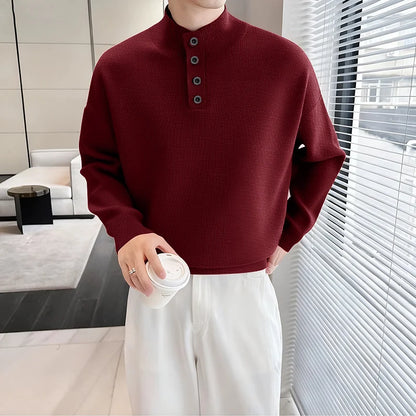 INCERUN Men Pullovers Solid Color Knitted Turtleneck Long Sleeve Male Sweaters Streetwear Knitted Fashion Casual Men Clothing.
