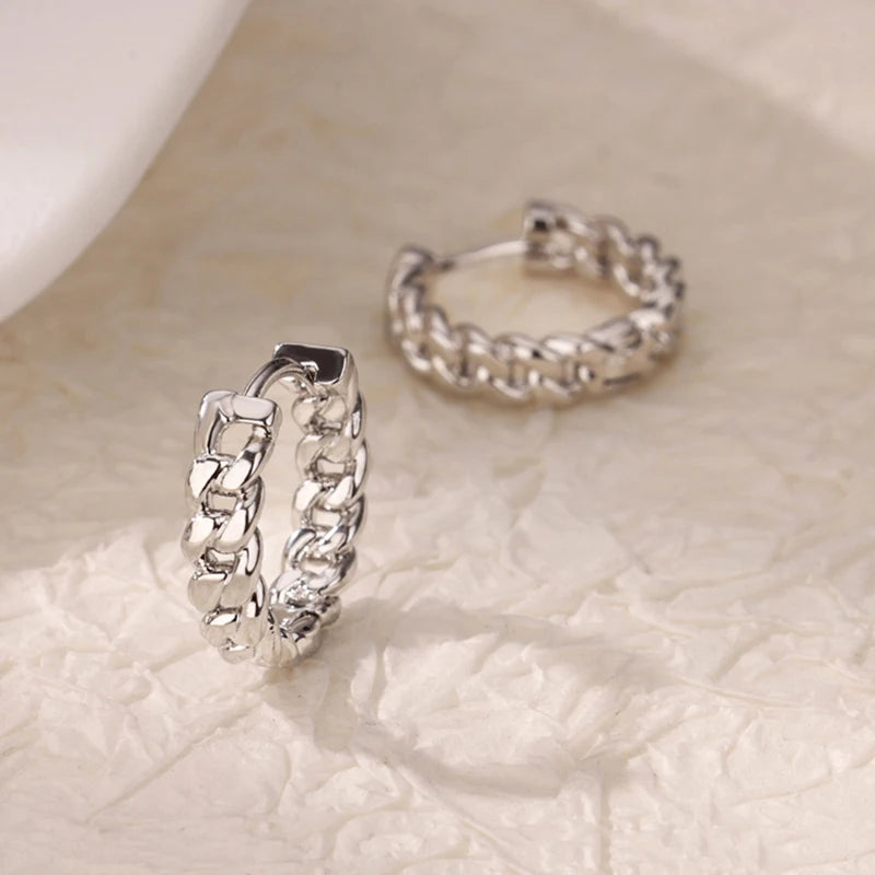 Stainless Steel Chain Hoop Earrings For Women Gold Color Female Earring Fashion Wedding Ear Jewelry Brincos Gift 2024 New Trend.