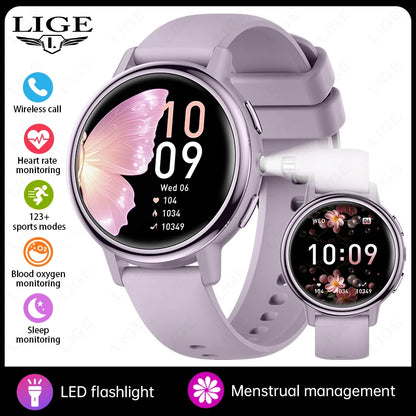 LIGE 2025 New 1.26 inch Screen Smart Watch Women IP68 Waterproof Sports Women’s Health Monitor Watches Bluetooth Call Smartwatch