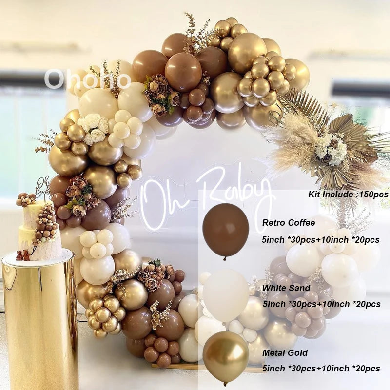 Kaffeebraun Beige Ballon Girlande Bogen Kit Oh Babyparty Dekoration Rustikale Hochzeit Kindergeburtstag Party Taufe Taufe