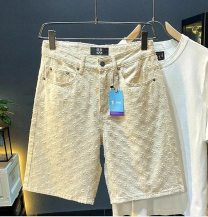 Sommer Schwarz Gewaschene Denim Shorts männer Jeans Shorts Designer High Street Fashion Lose Firt Gerade Bein Männliche Fünfte Hosen.