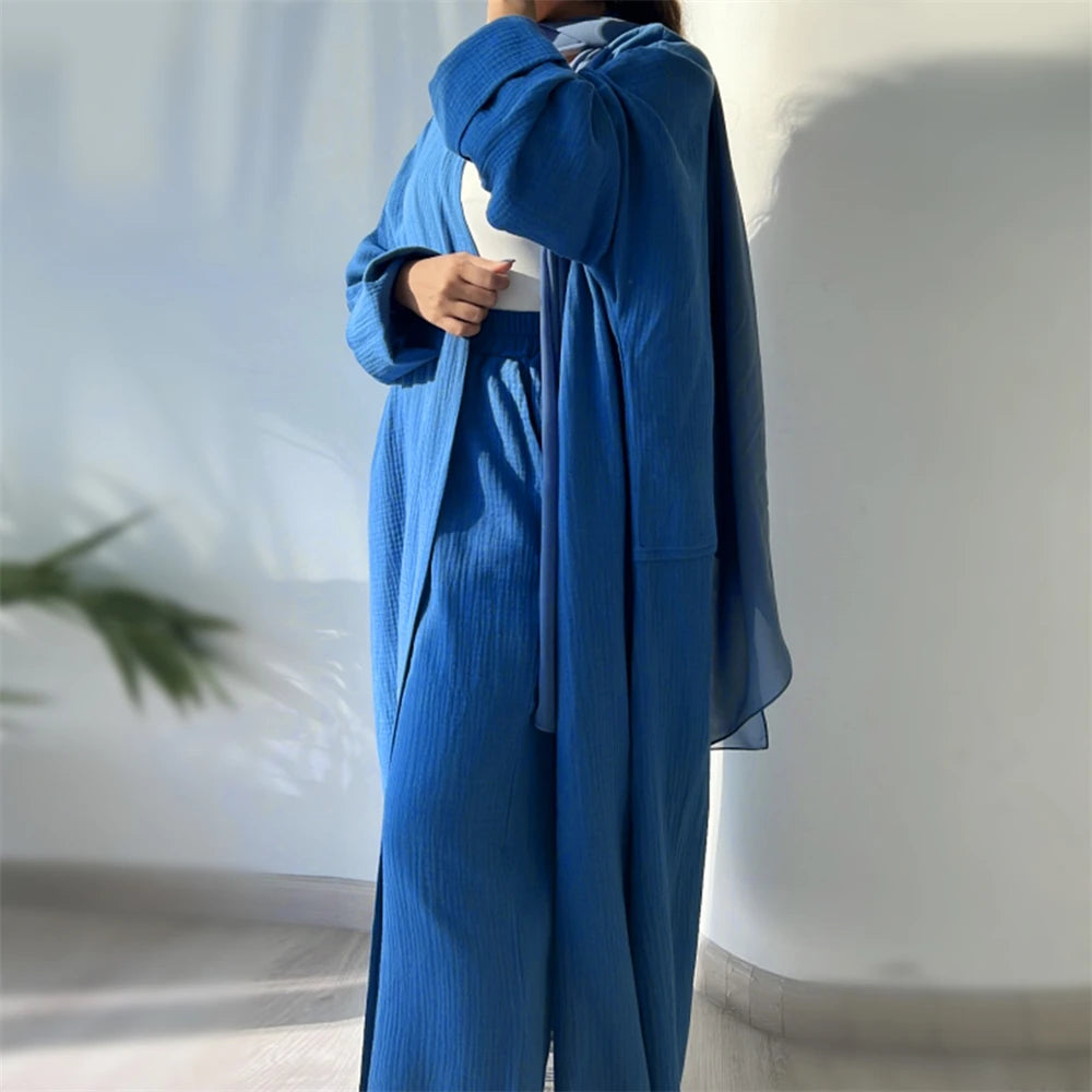 Modest Kimono Abaya Dubai Muslim Sets Islam Kaftan Dresses Kebaya Robe Femme Musulmane Abayas For Women Caftan Marocain Djellaba