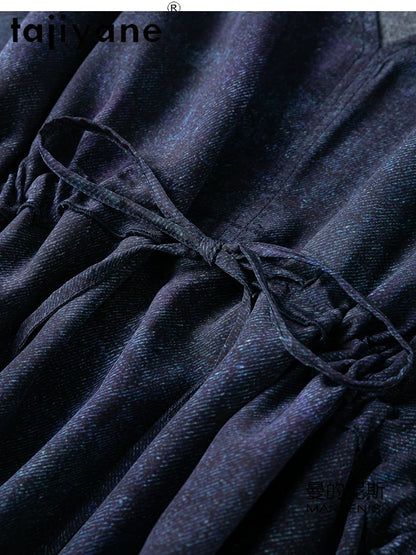 TAJIYANE 100% Maulbeerseide Kleid Frau Sommer 2025 Elegante Lange Kleider Denim Gedruckt Party Kleider Damen Kleidung Vestidos.