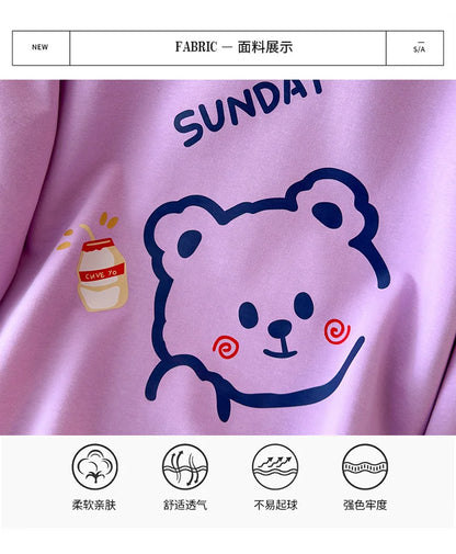 170 kg Plus Größe Damen Büste 170 Frühling Herbst Lose Langarm Cartoon Print Pullover Sweatshirts 4XL 5XL 6XL 7XL 8XL 9XL