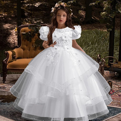 Neues Blumenmädchen-Hochzeitskleid Mädchen-Partykleider, elegantes Mädchen-Walking-Show-Abendkleid für 4–12 Jahre alte Kinderkleidung.