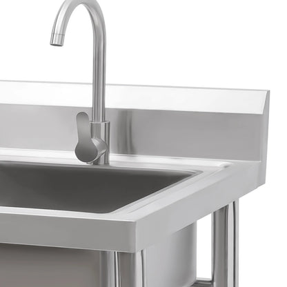 Küchenspüle mit 201 Stauraum, Edelstahlspüle mit Waschbecken, 100 x 60 x 93 cm, freistehendes kommerzielles Küchenspüle aus Edelstahl