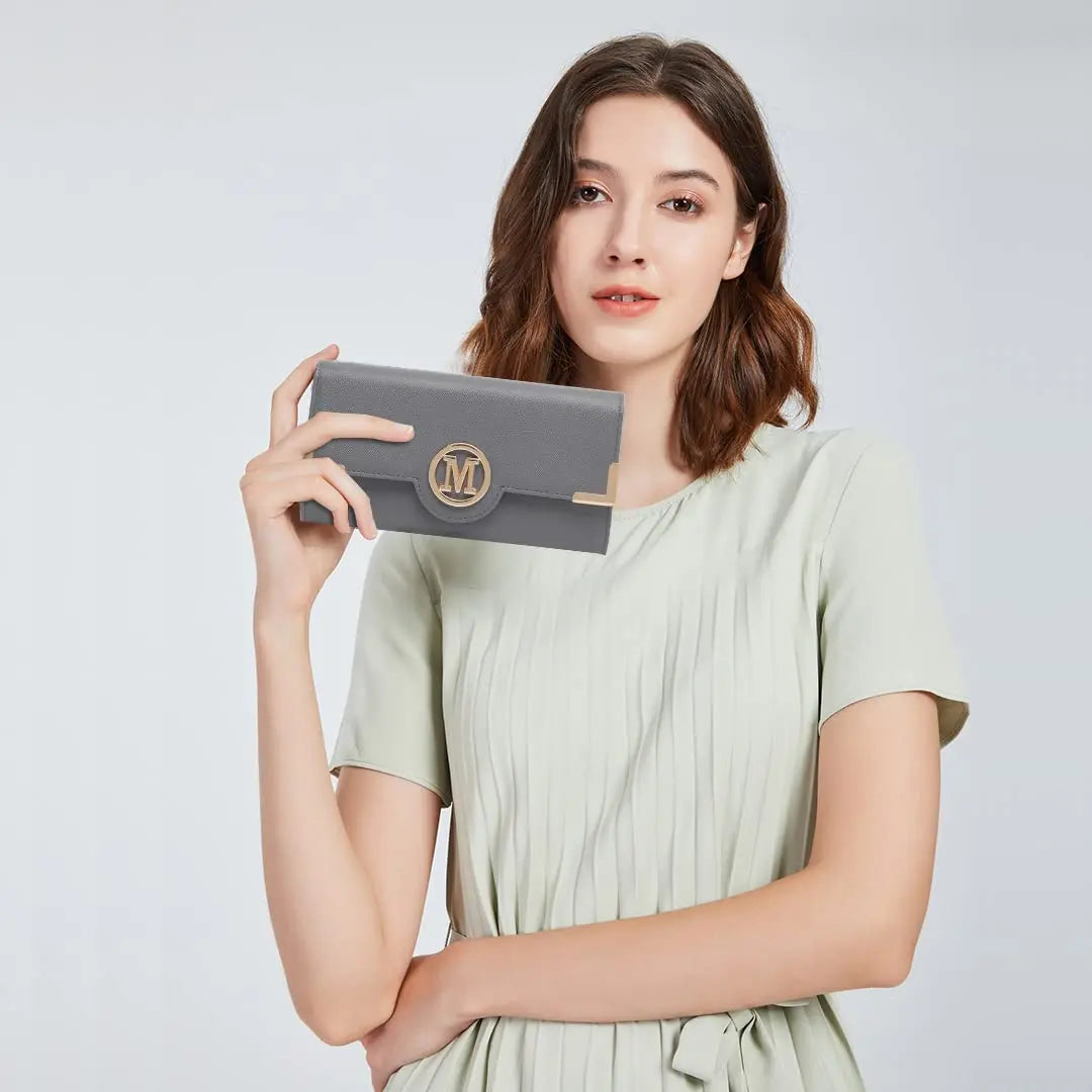 Miss Lulu WOMEN'S purse Long Wallet with zipper PU leather Card hand fan keys Holder Phone Case.