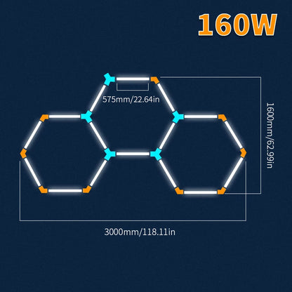 Hexagon LED lighting Ceiling Light Honeycomb Tube for BarberShop Car Garage Workshop Auto Body Repair LED Light 6500K