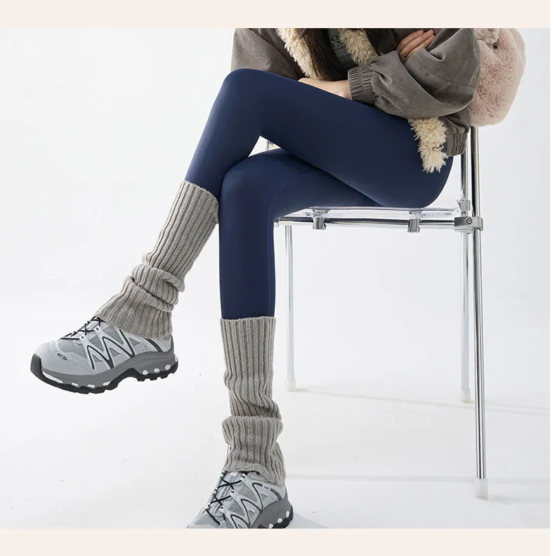 BIVIGAOS New Autumn Winter Cashmere Velvet Shark Leggings Women Red No-trace Thickened High Waist Butt Lifting Warm Leggings