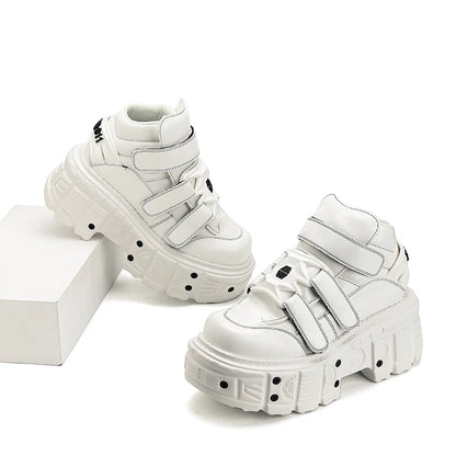 Gothic Ankle Rock Boots 2025 New Punk Style Women Shoes Lace-up White Platform Shoes Woman Metal Decor Woman Sneakers.