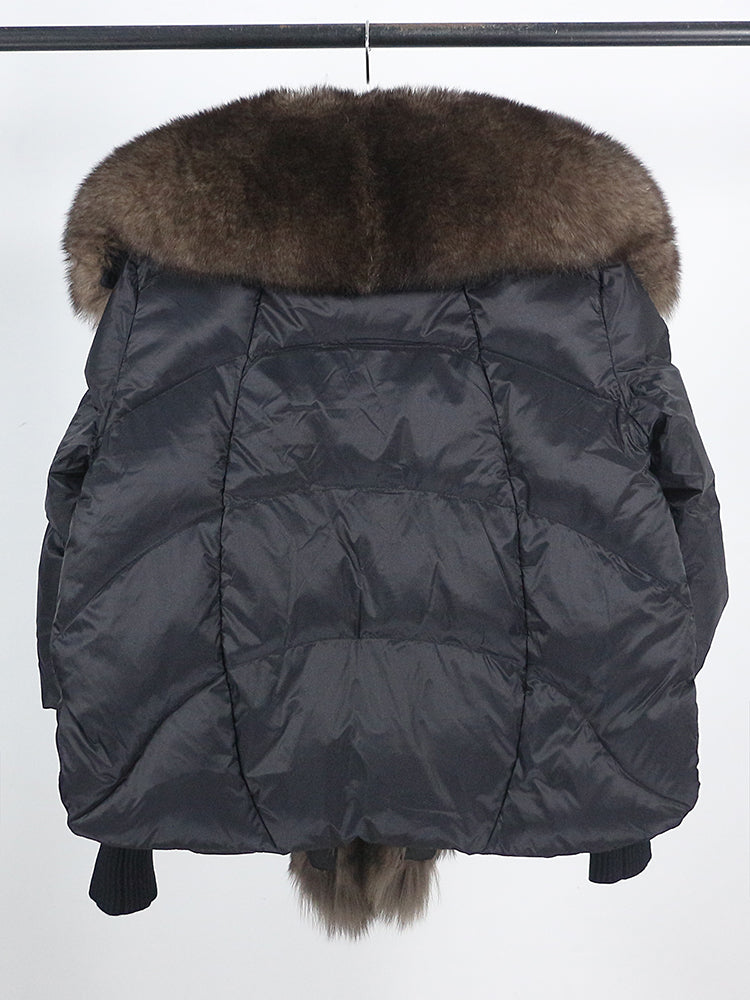 Lose Natürliche Echt Fox Pelz Kragen Mantel Dicke Neue Europäische Mode Weiße Ente Unten Jacke Winter Frauen Warme Luxus Oberbekleidung