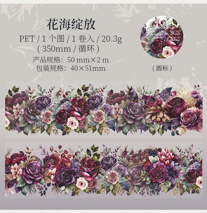 50mm*2m PET Natural Plant Flowers tape Sticker Decorative collage Adhesive Diy Scrapbooking hand made Masking tape