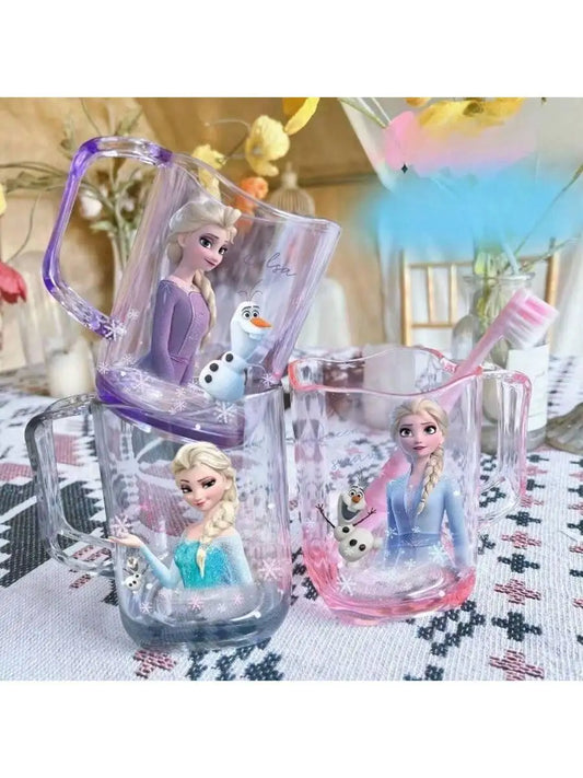 Disney New Frozen Princess Elsa Cartoon Washable Mouthwash Cup for Men and Women Plastic Wash Cup.