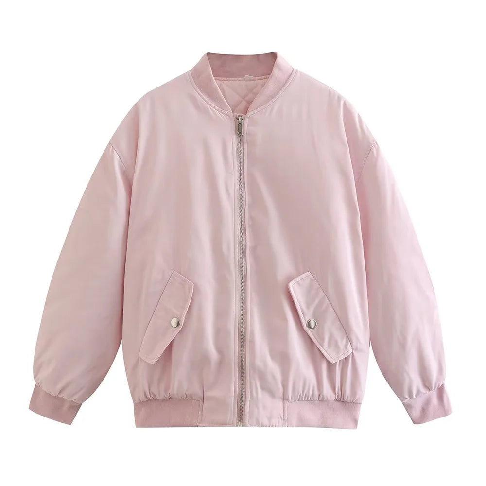 UNIZERA2023 Herbst und Winter Neue frauen Mode Stil Stehkragen Solide Lose Fit Flieger Jacke Baumwolle Mantel