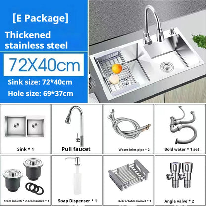 304 Stainless Steel Large Double Sink Kitchen Silver Multifunctional Sinks Household Washbasin Undermount Basin