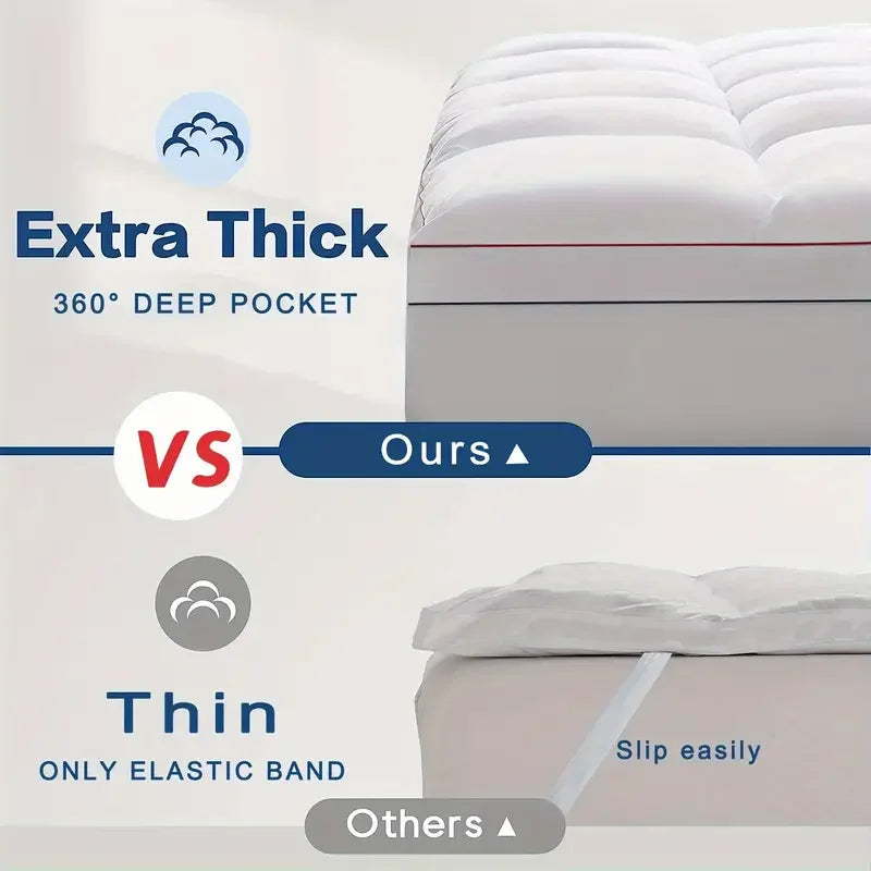 1pc Cooling Mattress Pad, Premium Zoned Quilted Fitted Mattress Topper, Breathable Fluffy Soft Mattress Cover, Machine.