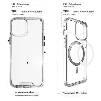 Clear Case For iPhone 17 16 Pro Max 17 Air Case 16 15 14 13 12 11 Pro Max Case For Magsafe for iPhone16 Plus Luxury Cover Cases.