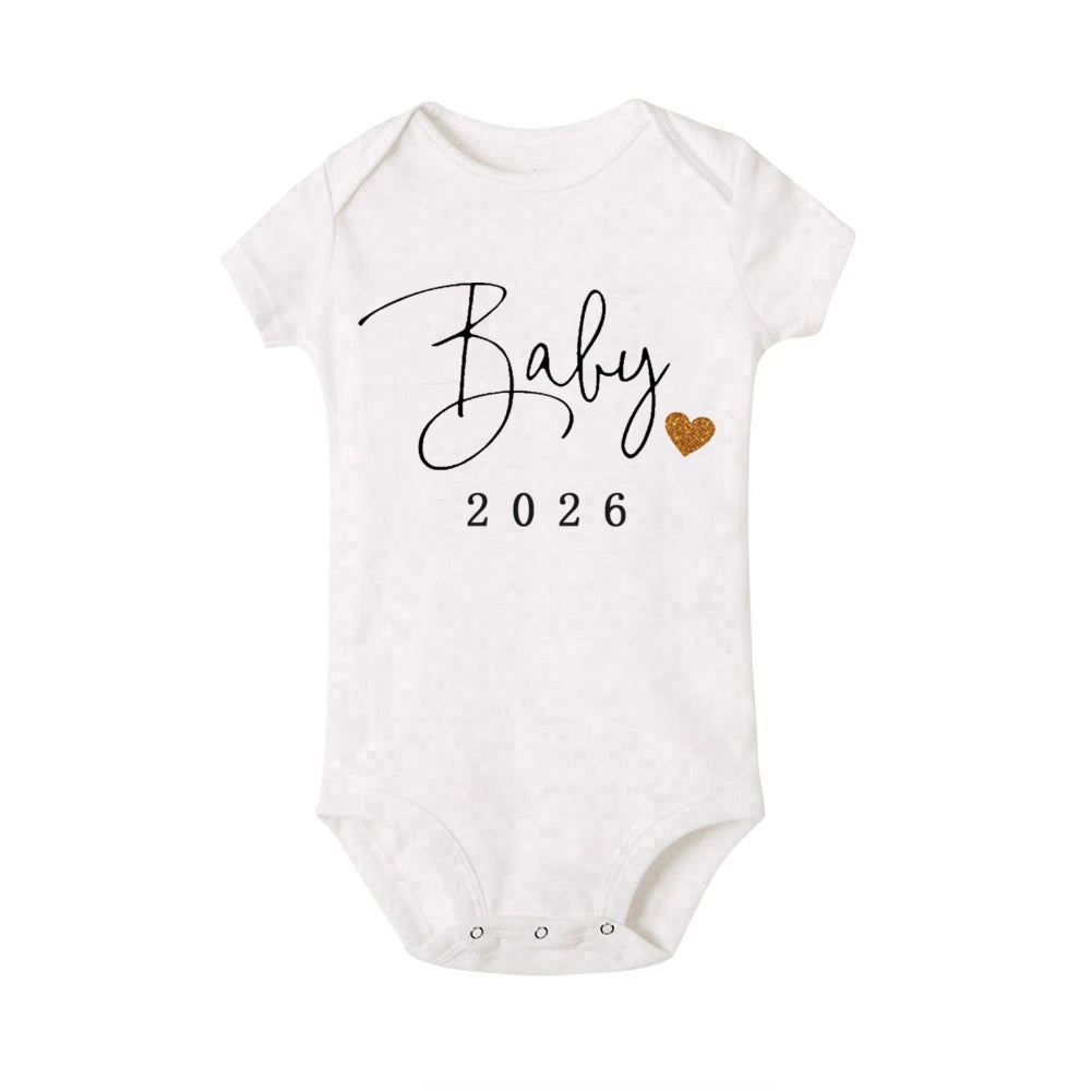Baby 2026 Schwangerschaftsankündigung Neugeborenes Baby Bodys Sommer Jungen Mädchen Strampler Overall Kleidung Outfit.