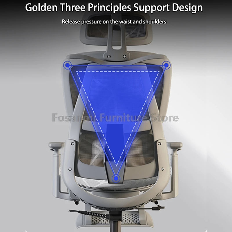 Atmungsaktiver Mesh-Computer-Bürostuhl mit Armlehne und Lordosenstütze, verstellbarer ergonomischer Schreibtischstuhl, Heim-Gaming-Kopfstützenstuhl