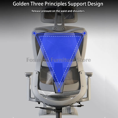 Atmungsaktiver Mesh-Computer-Bürostuhl mit Armlehne und Lordosenstütze, verstellbarer ergonomischer Schreibtischstuhl, Heim-Gaming-Kopfstützenstuhl