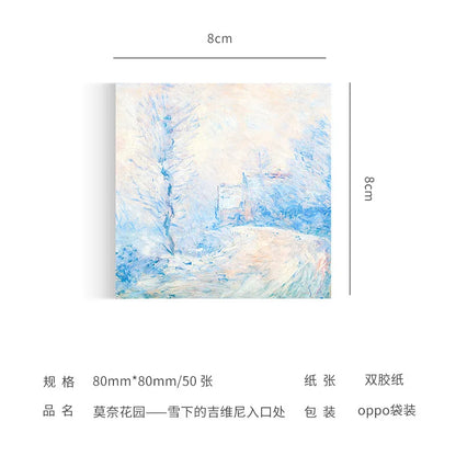 Malerei Memo Pad Monet Van Gogh Keine-klebrige Hinweis Aufkleber Scrapbooking DIY Notizblock Tagebuch Schreibwaren Schule Liefert