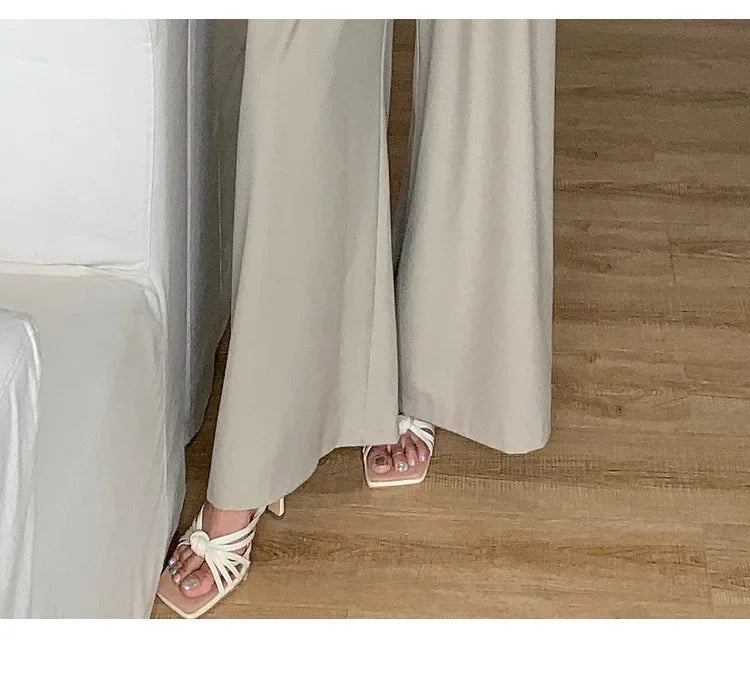 French Vintage Polyester Halter One-Piece Pants Women's Summer Business Commute High Waist Slimming Versatile Suit Long Pants